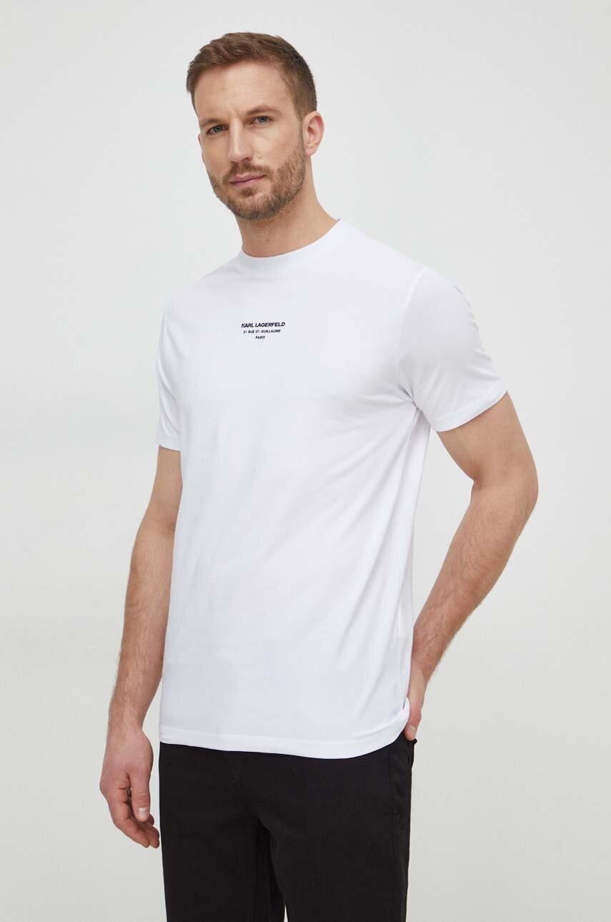 Karl Lagerfeld tricou bărbați, culoarea alb, cu imprimeu 542221.755080