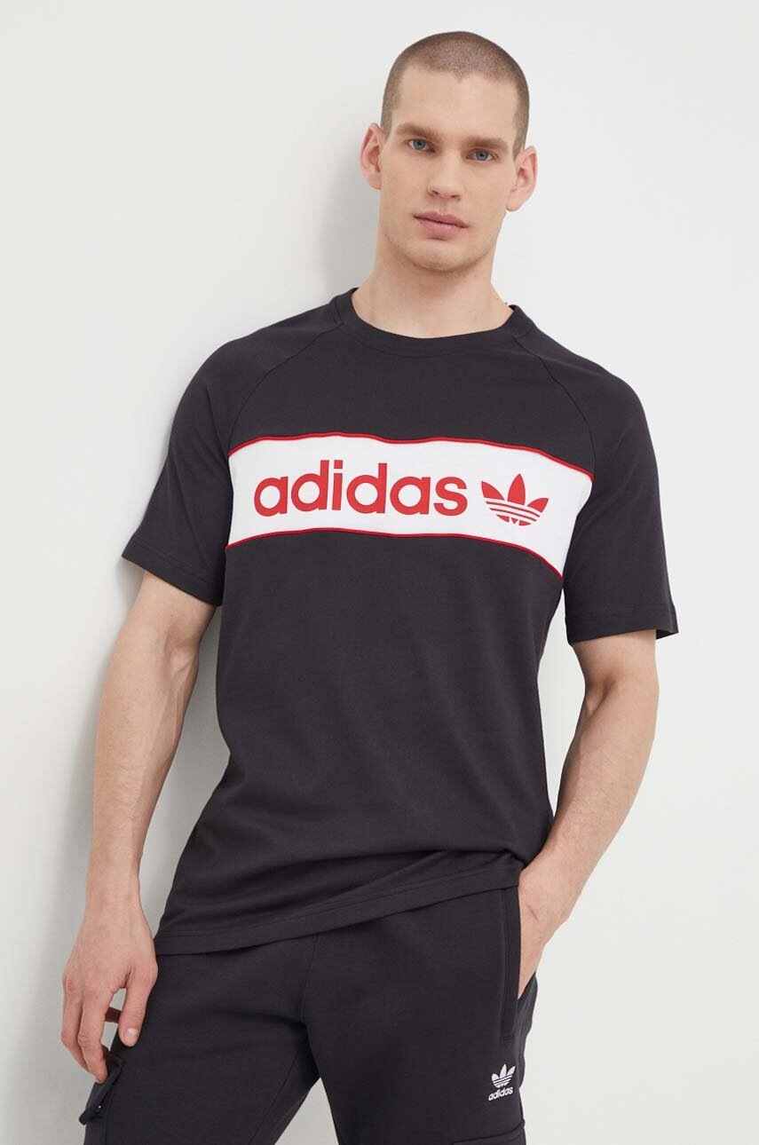 Βαμβακερό μπλουζάκι adidas Originals ανδρικά, χρώμα μαύρο IS1404 φωτογραφία