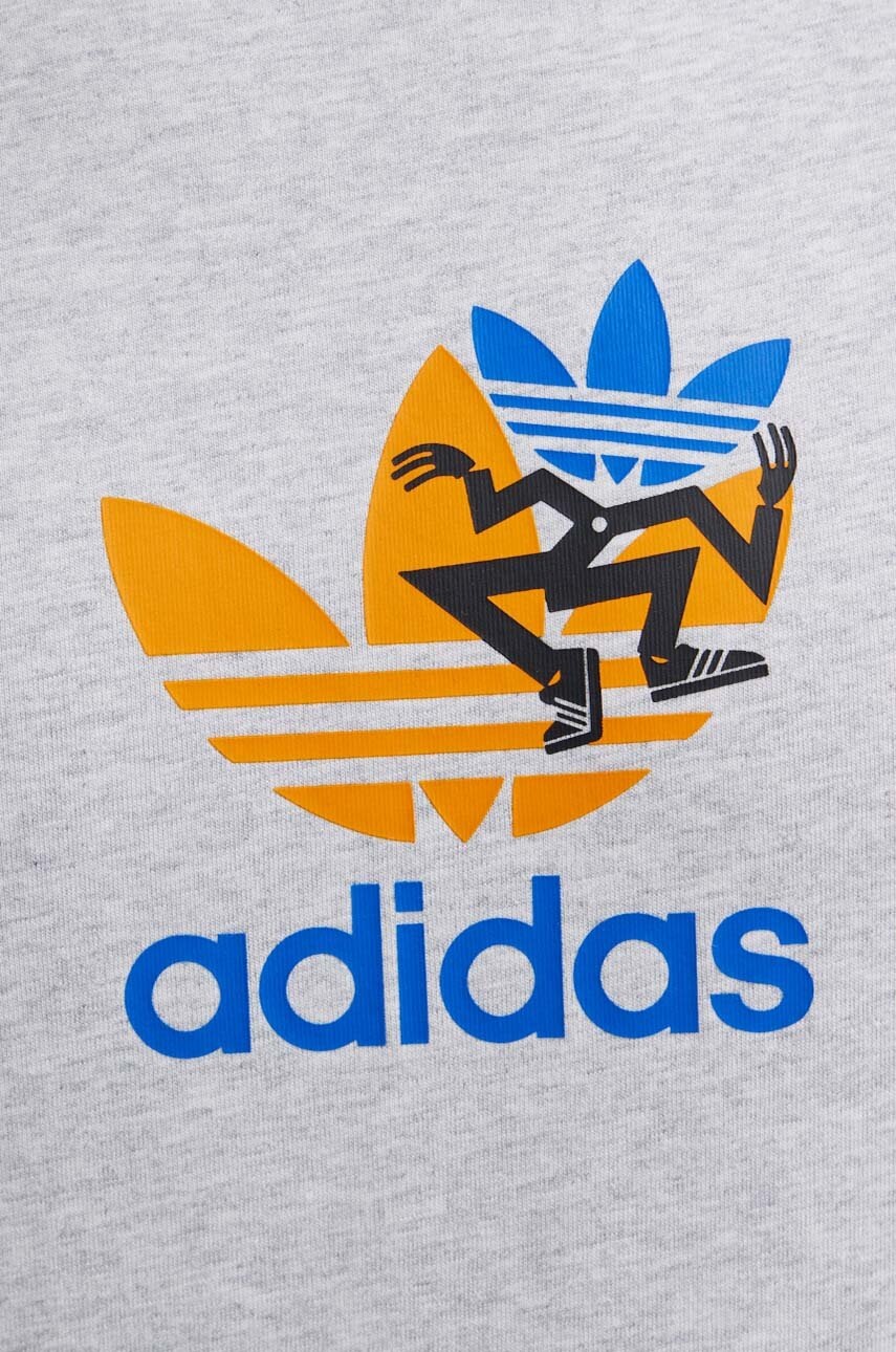 Βαμβακερό μπλουζάκι adidas Originals ανδρικό, χρώμα: γκρι, IS2912 φωτογραφία