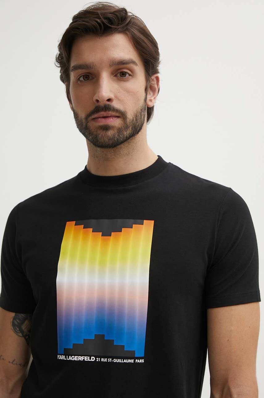 Karl Lagerfeld tricou barbati, culoarea negru, cu imprimeu, 542221.755036