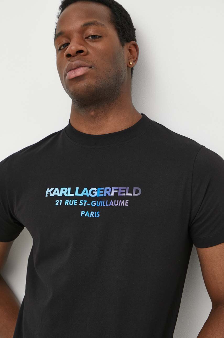 Karl Lagerfeld tricou din bumbac bărbați, culoarea negru, cu imprimeu 542241.755062