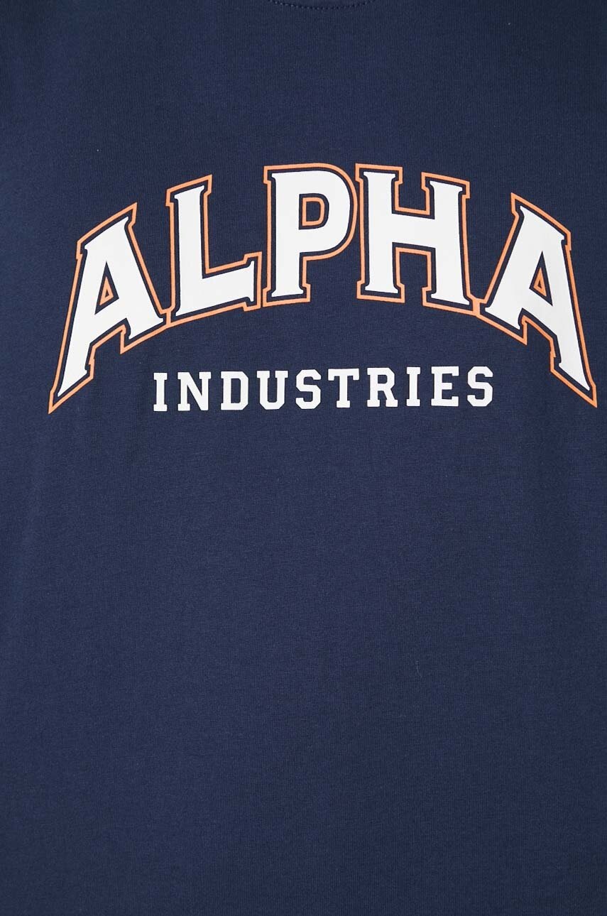 Βαμβακερό μπλουζάκι Alpha Industries College ανδρικό, χρώμα: ναυτικό μπλε, 146501 φωτογραφία