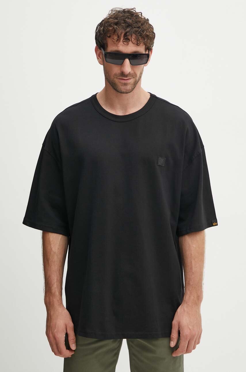 Alpha Industries tricou din bumbac Essentials RL barbati, culoarea negru, cu imprimeu, 146504