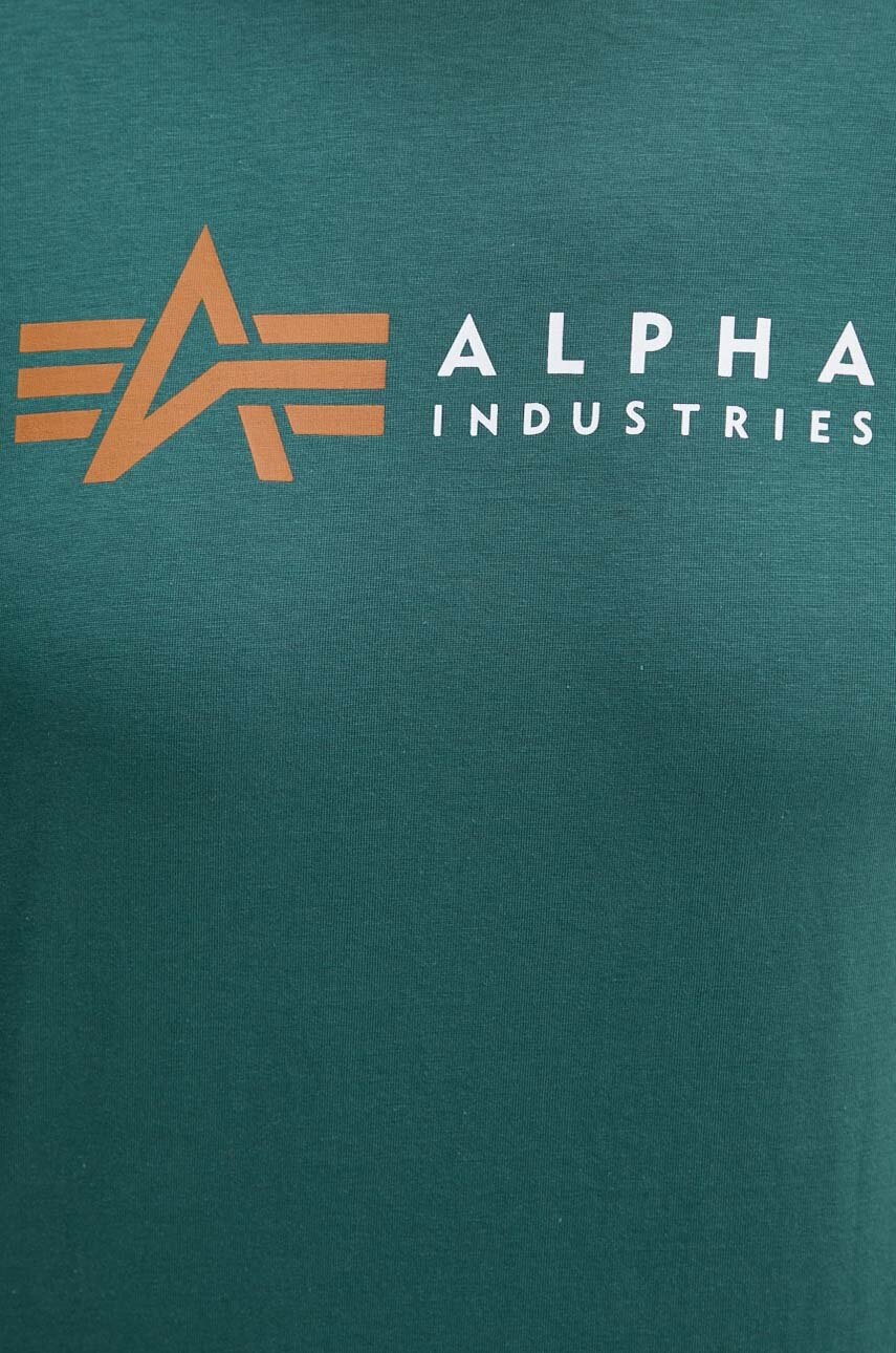 Βαμβακερό μπλουζάκι Alpha Industries Label ανδρικό, χρώμα: πράσινο, 118502 φωτογραφία