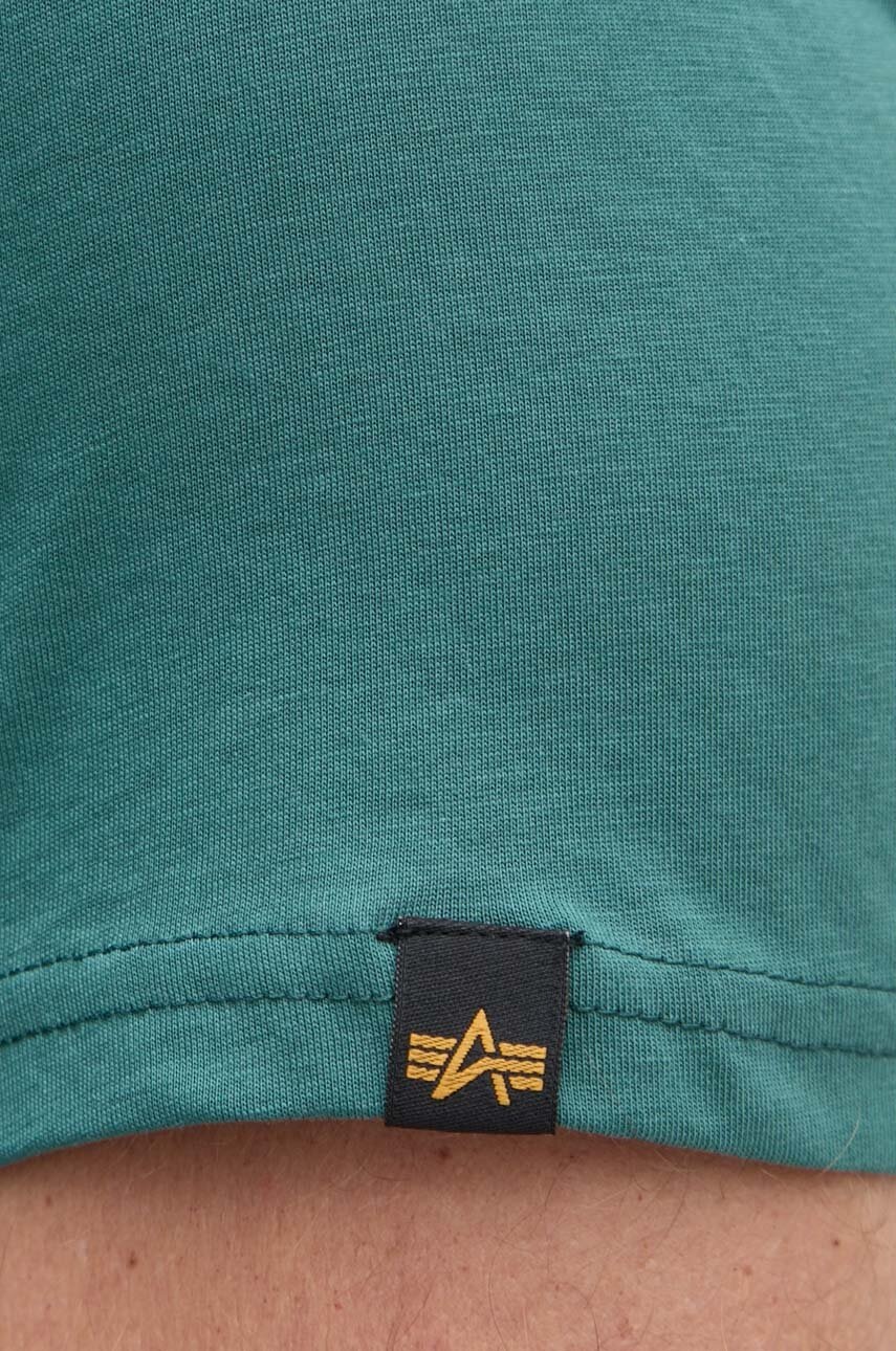 Βαμβακερό μπλουζάκι Alpha Industries Label ανδρικό, χρώμα: πράσινο, 118502 φωτογραφία