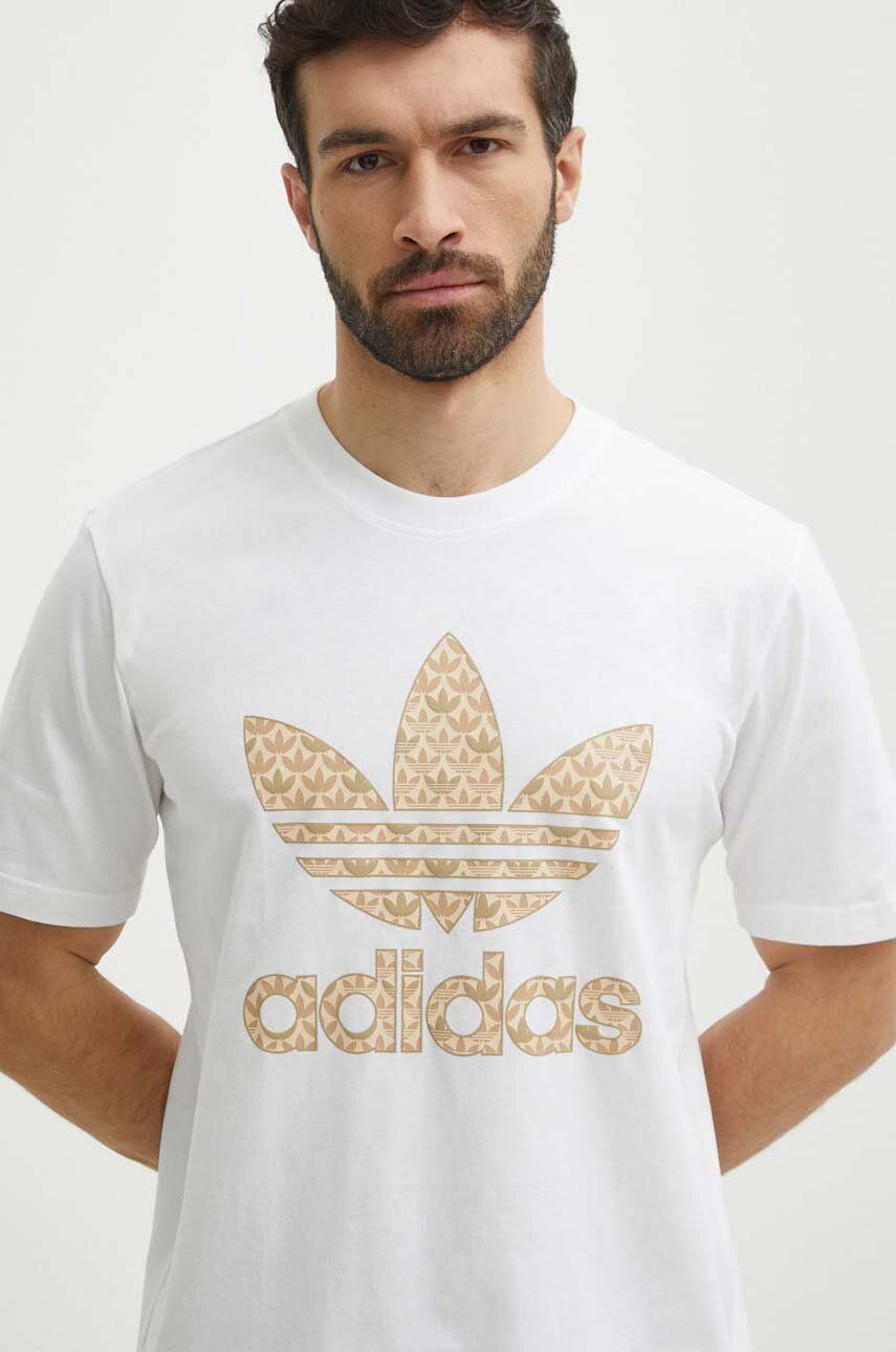 adidas Originals tricou din bumbac barbati, culoarea alb, cu imprimeu, IS0261