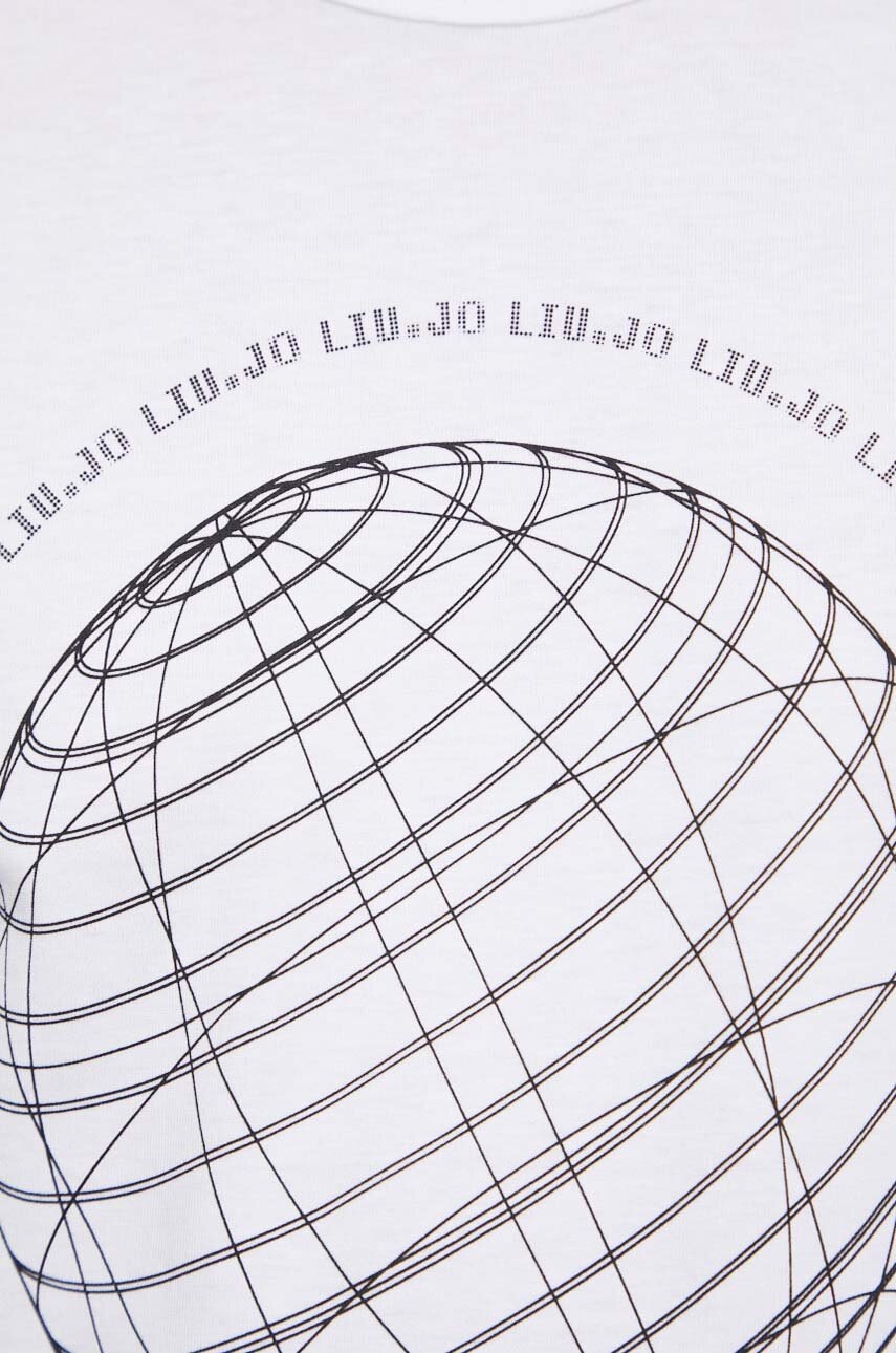 Βαμβακερό μπλουζάκι Liu Jo ανδρικά, χρώμα: άσπρο φωτογραφία