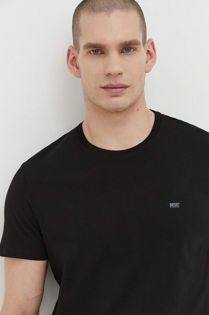 Βαμβακερό μπλουζάκι Diesel 3-pack ανδρικά, χρώμα: μαύρο φωτογραφία