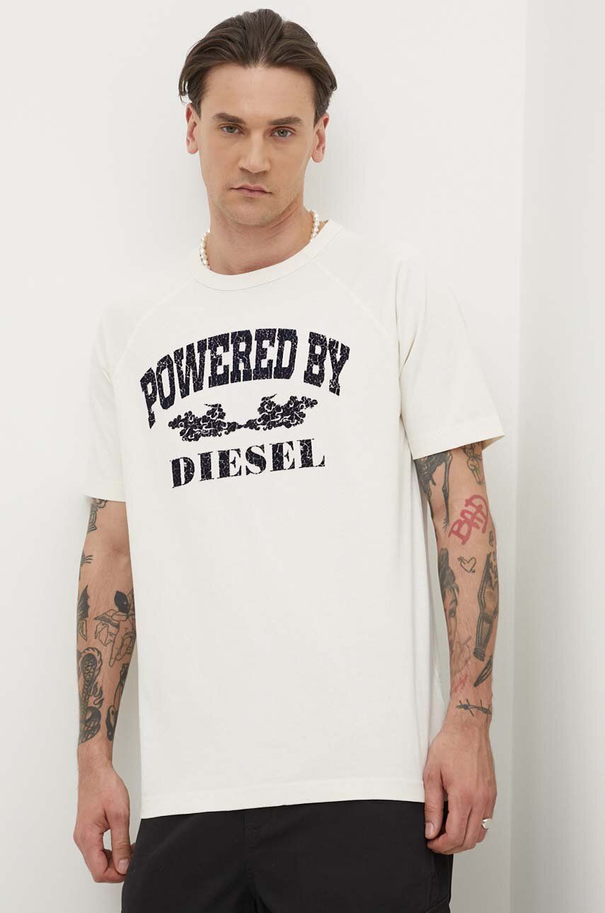 Diesel pamut póló T-RUST bézs, férfi, nyomott mintás, A13280.0DQAU