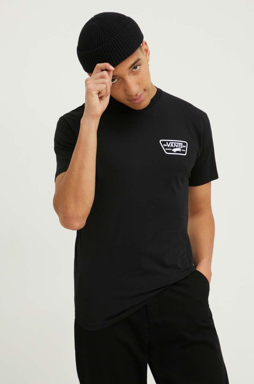 Vans tricou din bumbac barbati, culoarea negru, cu imprimeu