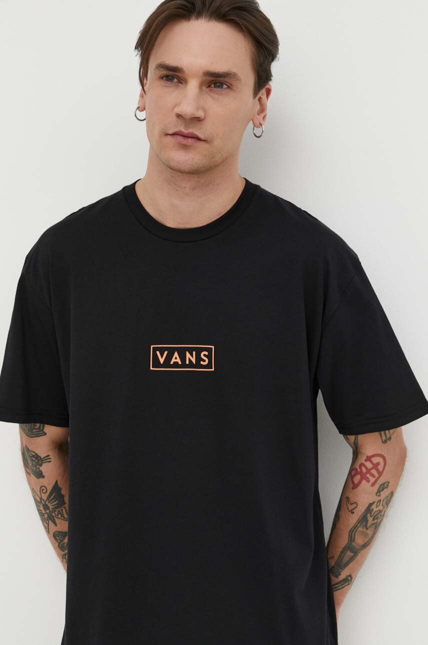 Vans tricou din bumbac barbati, culoarea negru, cu imprimeu