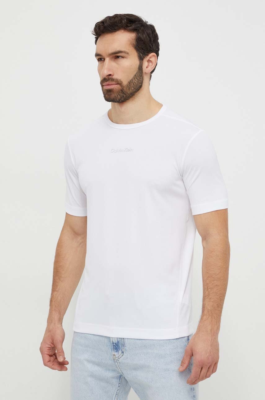 

Тениска за трениране Calvin Klein Performance в бяло с изчистен дизайн, Бял