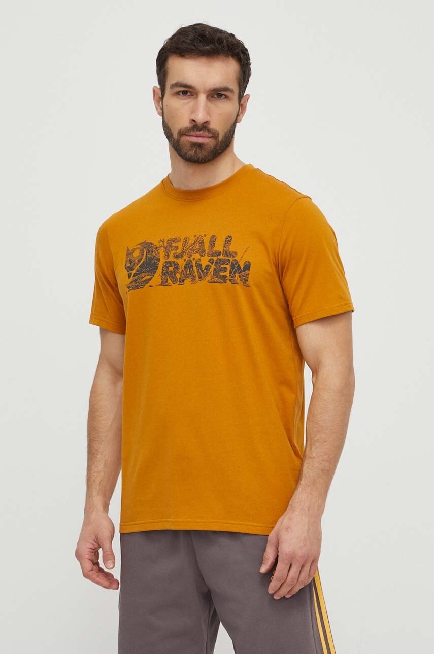 Μπλουζάκι Fjallraven Lush Logo T-shirt χρώμα: κίτρινο, F12600219 φωτογραφία