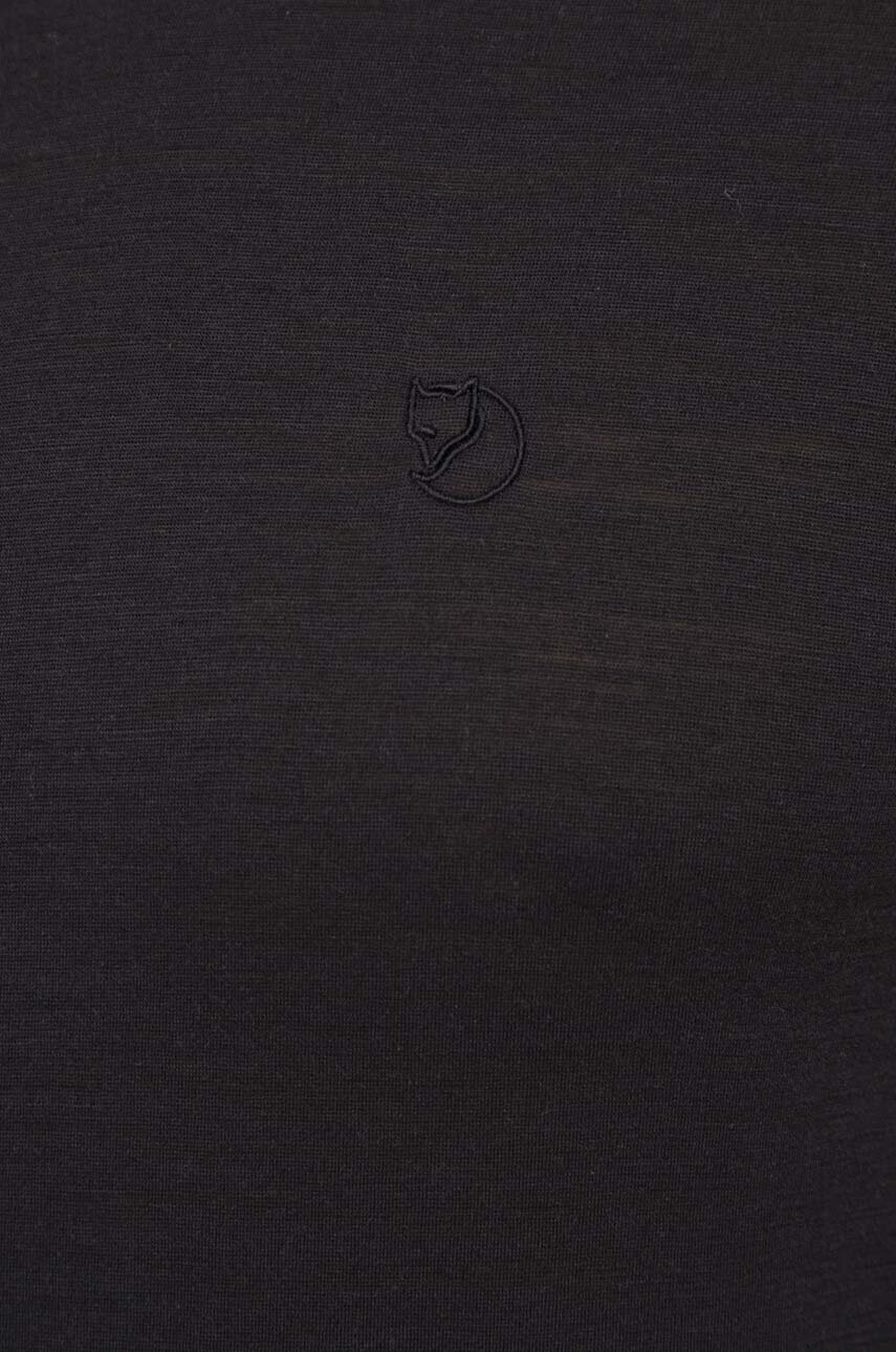 Μάλλινο μπλουζάκι Fjallraven Abisko Wool χρώμα: μαύρο, F87193 φωτογραφία