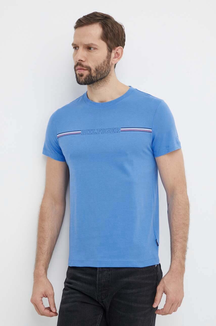 Levně Bavlněné tričko Tommy Hilfiger s potiskem, MW0MW34428