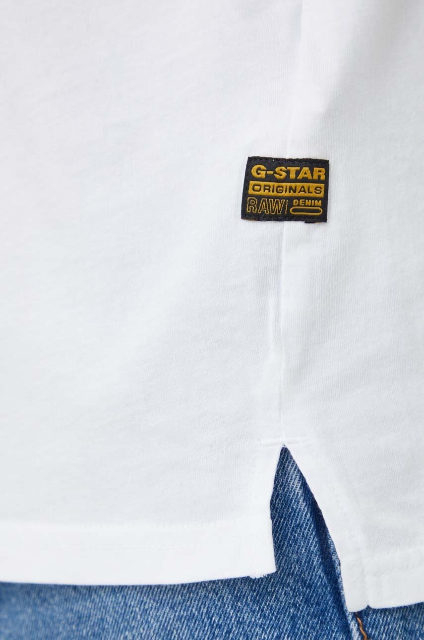 Βαμβακερό μπλουζάκι G-Star ανδρικά, χρώμα: άσπρο φωτογραφία