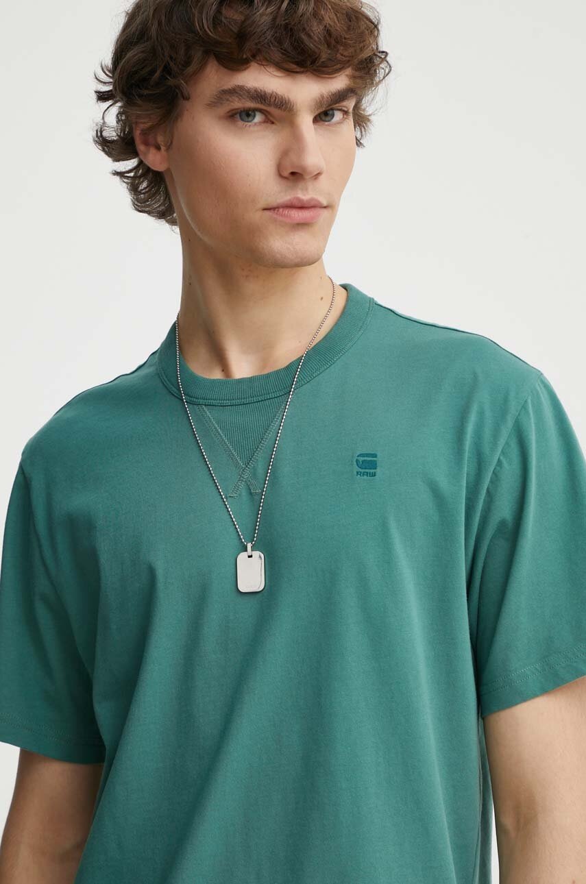 Βαμβακερό μπλουζάκι G-Star ανδρικά, χρώμα: πράσινο φωτογραφία