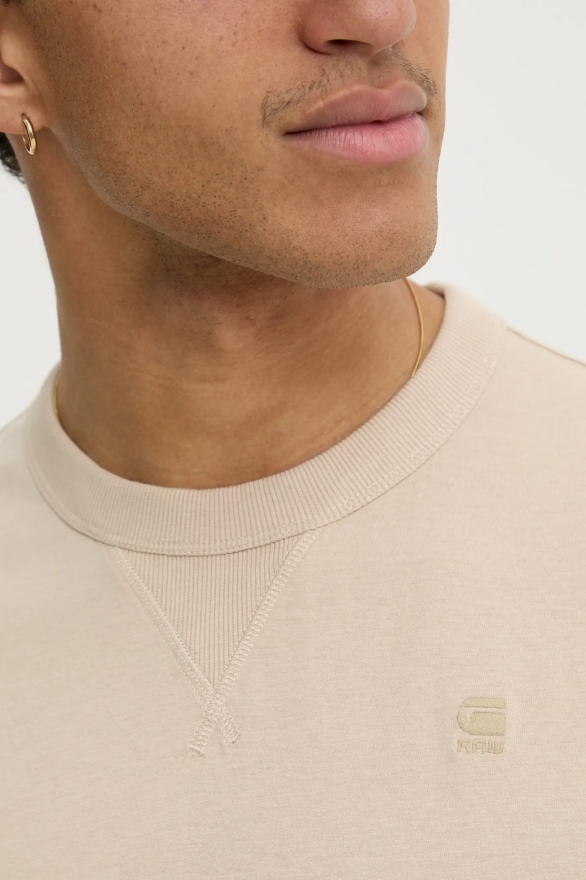 Βαμβακερό μπλουζάκι G-Star ανδρικό, χρώμα: μπεζ, D24449-336 φωτογραφία