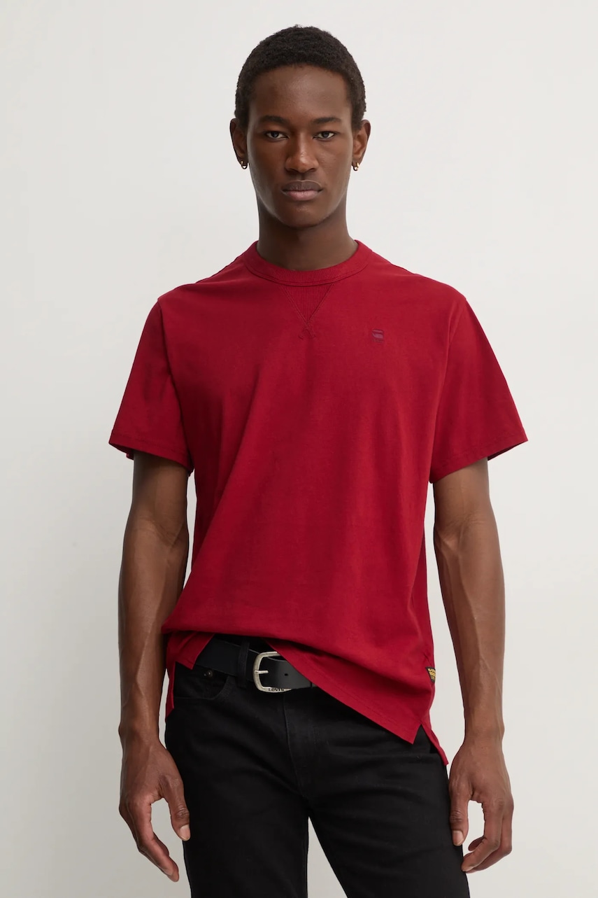 G-Star tricou din bumbac bărbați, culoarea rosu, uni, D24449-336