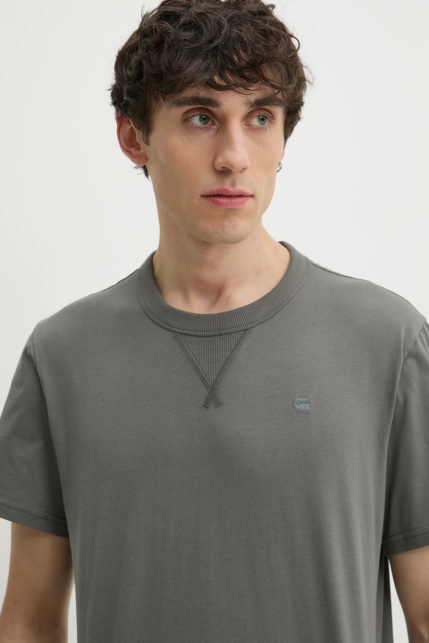 Βαμβακερό μπλουζάκι G-Star ανδρικό, χρώμα: γκρι, D24449-336 φωτογραφία