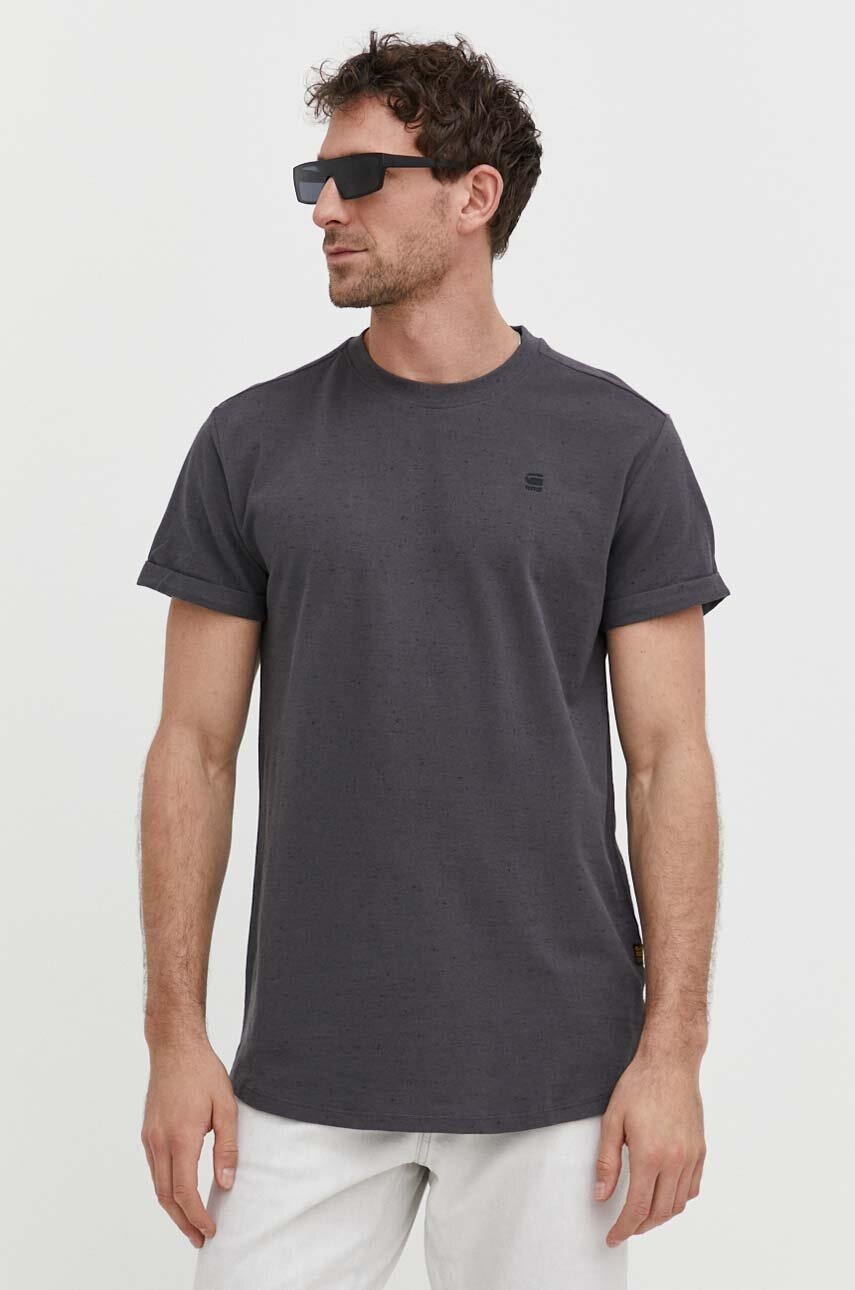 

Памучна тениска G-Star Raw в сиво с изчистен дизайн, Сив