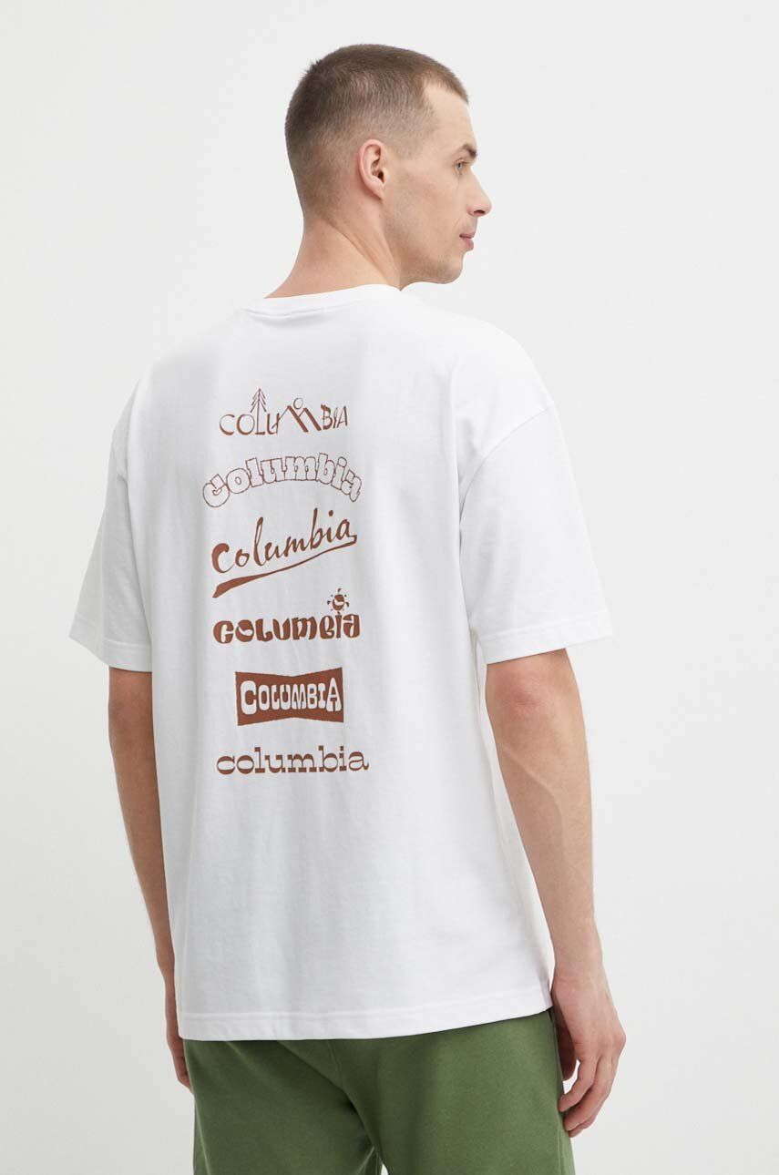 Columbia tricou Burnt Lake barbati, culoarea alb, cu imprimeu, 2071711