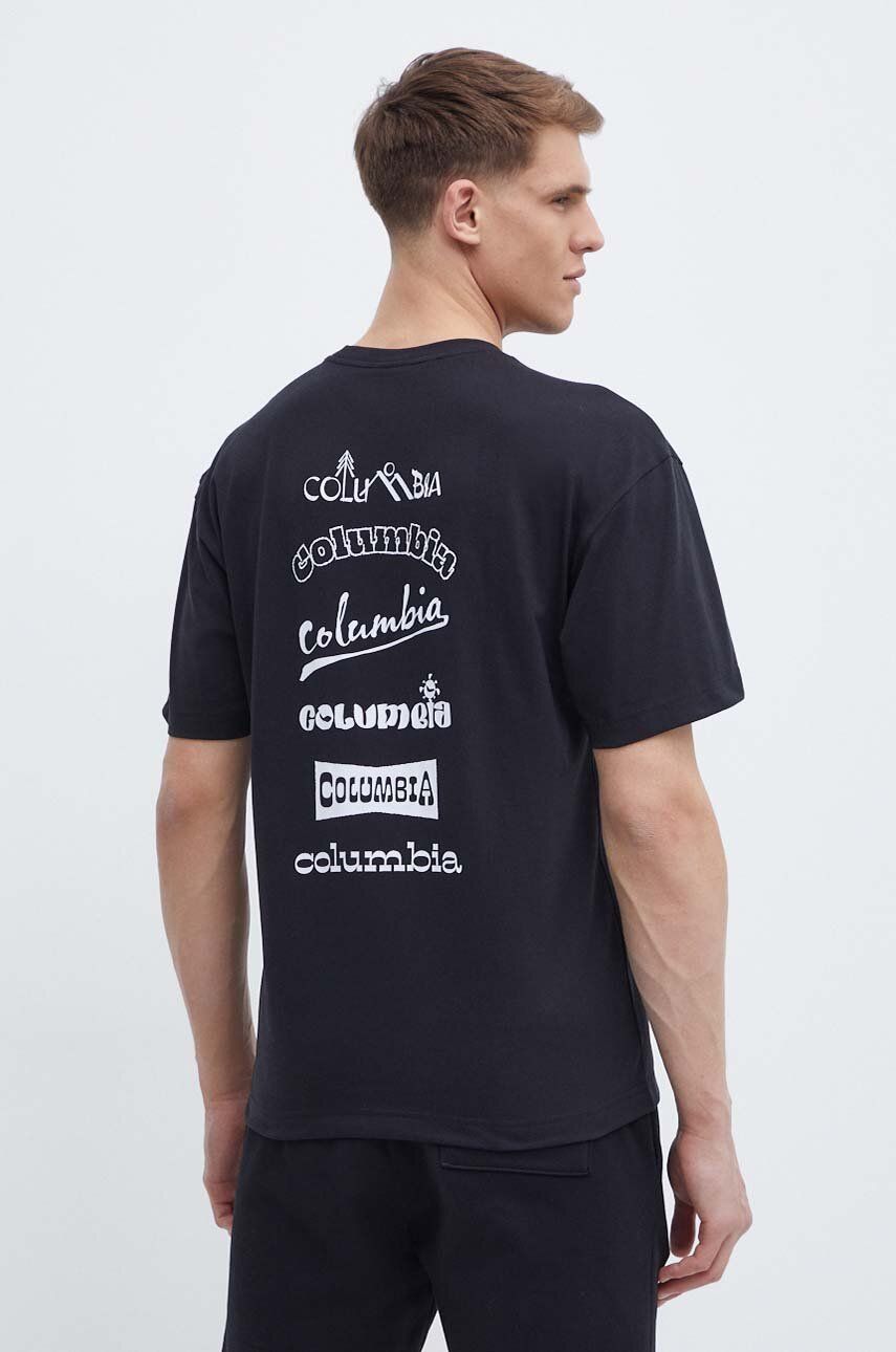 Columbia tricou Burnt Lake barbati, culoarea negru, cu imprimeu, 2071711
