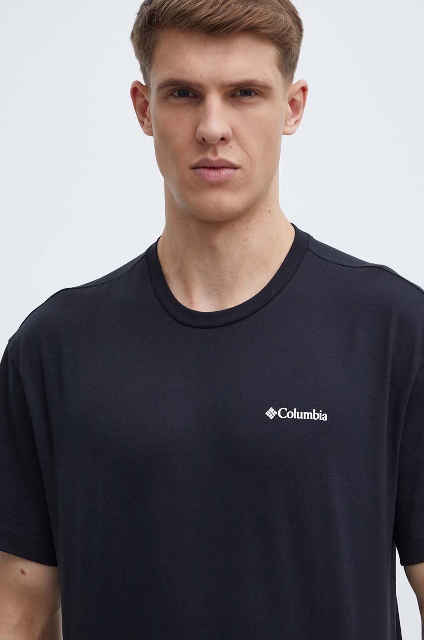 Μπλουζάκι Columbia Burnt Lake χρώμα: μαύρο, 2071711 φωτογραφία