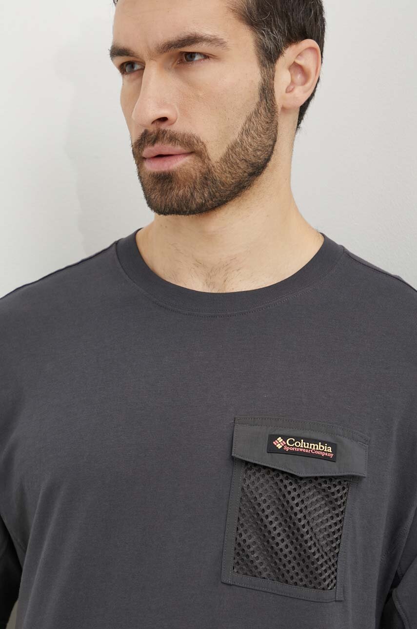 Βαμβακερό μπλουζάκι Columbia Painted Peak ανδρικό, χρώμα: γκρι, 2074481 φωτογραφία