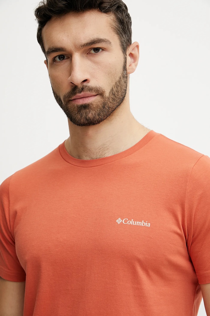 Βαμβακερό μπλουζάκι Columbia Rapid Ridge ανδρικά, χρώμα: πορτοκαλί, 1934824 φωτογραφία