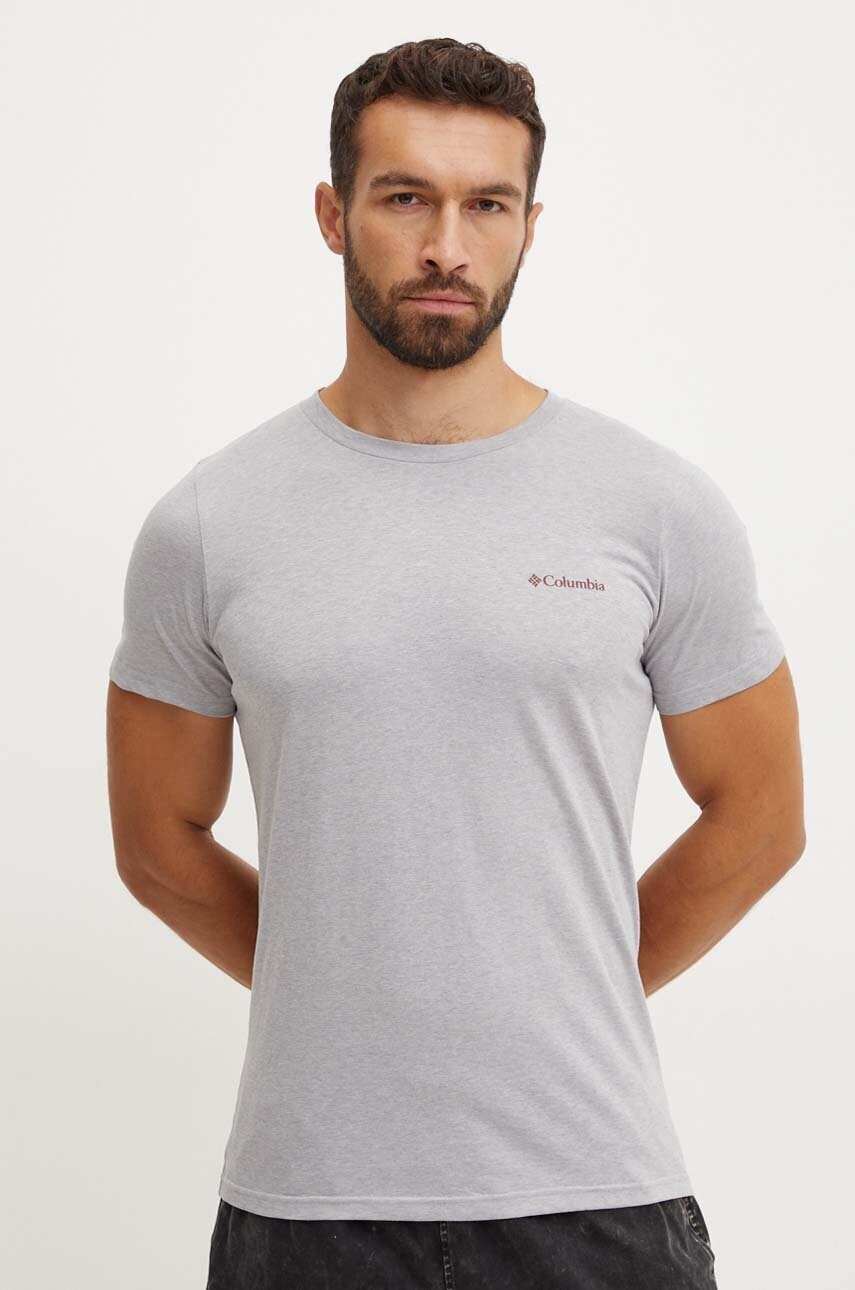 Columbia tricou din bumbac Rapid Ridge barbati, culoarea gri, cu imprimeu, 1934824 Columbia tricou din bumbac Rapid Ridge barbati, culoarea gri, cu imprimeu, 1934824