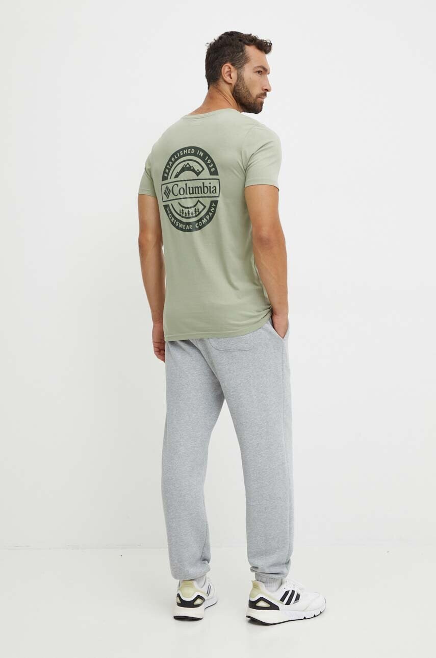 Columbia tricou din bumbac Rapid Ridge barbati, culoarea verde, cu imprimeu, 1934824