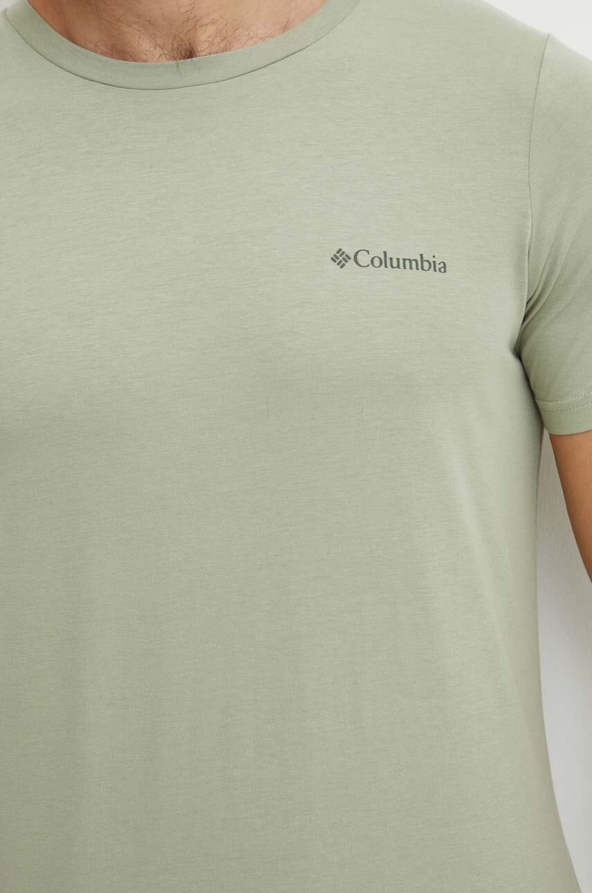 Бавовняна футболка Columbia чоловічий колір зелений з принтом 