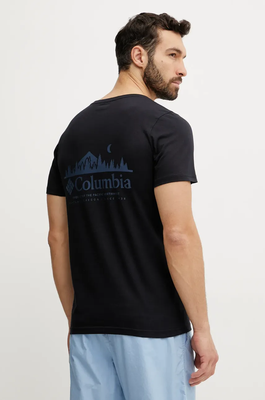 Columbia tricou din bumbac Rapid Ridge barbati, culoarea negru, cu imprimeu, 1934824
