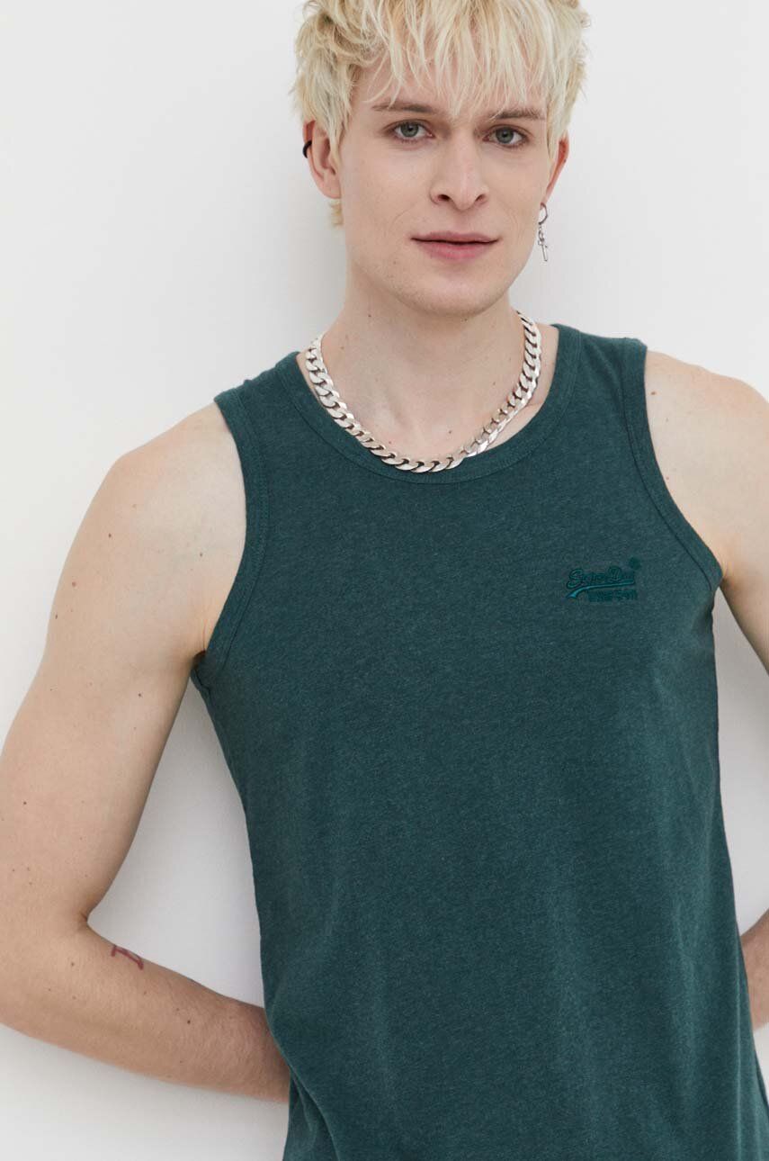 Superdry tricou din bumbac barbati, culoarea verde - Shoppu.
