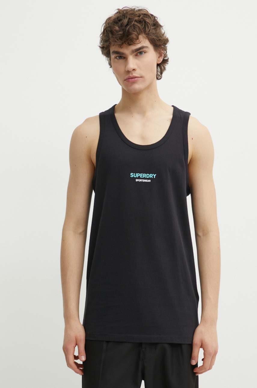 Levně Bavlněné tričko Superdry černá barva