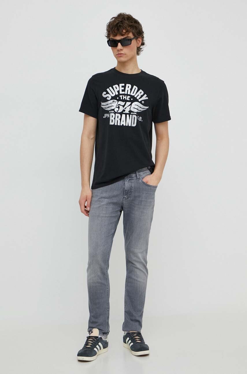 Μπλουζάκι Superdry χρώμα: μαύρο φωτογραφία