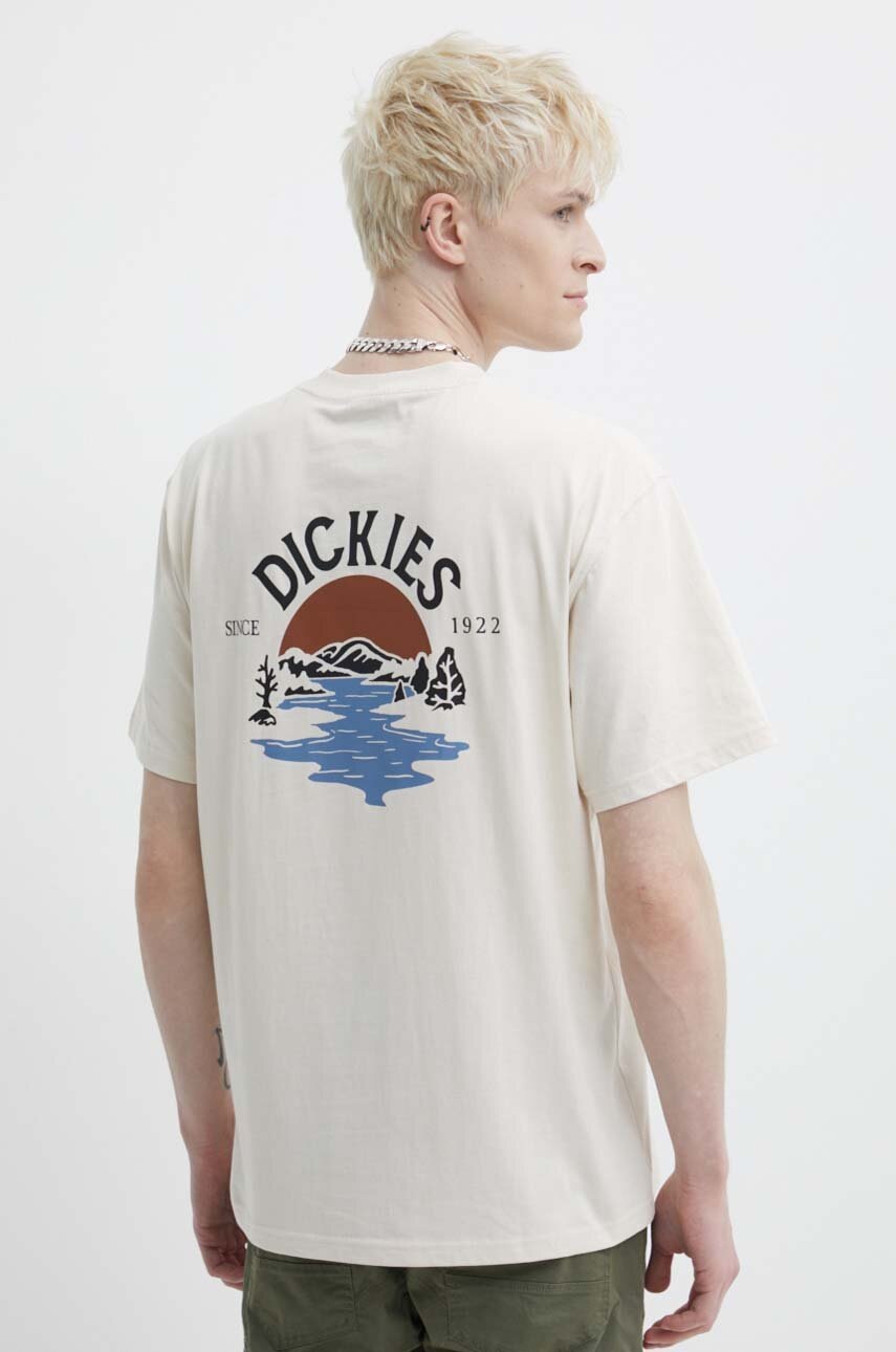 

Памучна тениска Dickies BEACH TEE SS в бежово с принт DK0A4YRD, Бежов