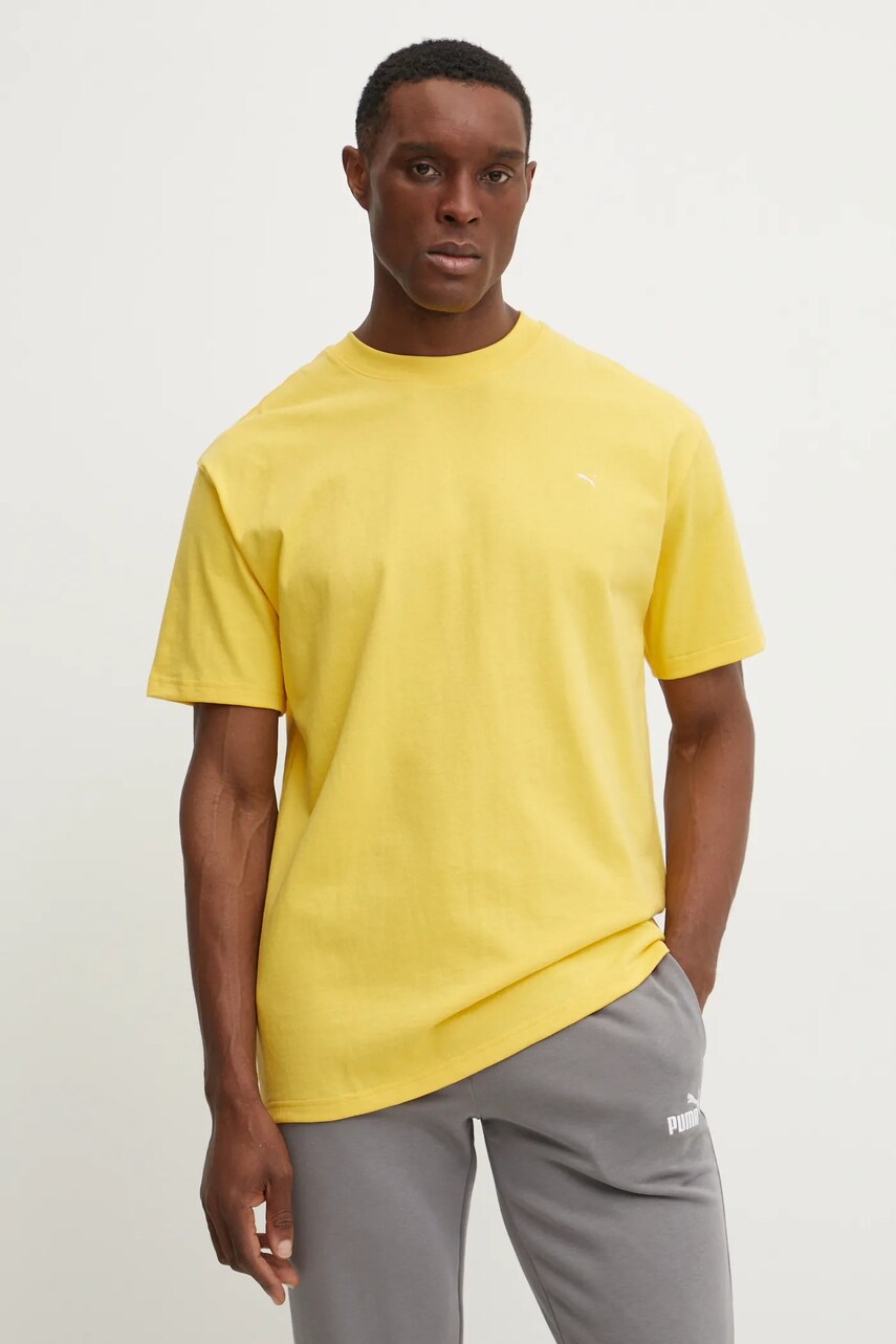 Puma tricou din bumbac MMQ bărbați, culoarea galben, uni, 624009