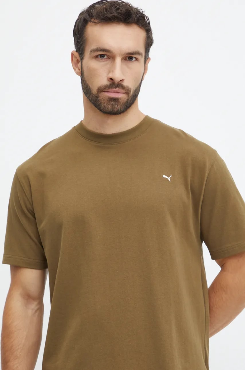 Puma tricou din bumbac MMQ barbati, culoarea verde, neted, 624009