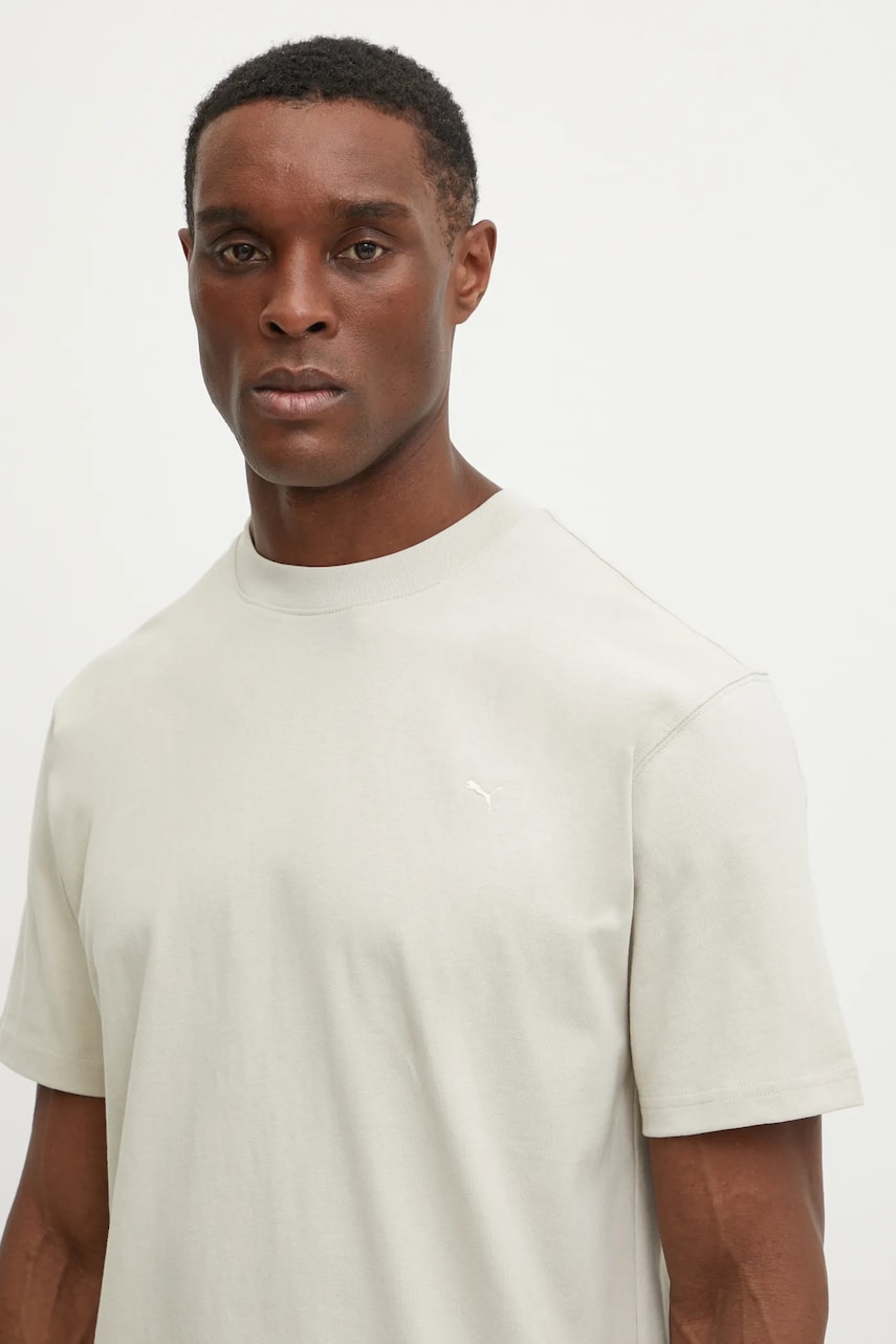 Puma tricou din bumbac MMQ bărbați, culoarea bej, uni, 624009