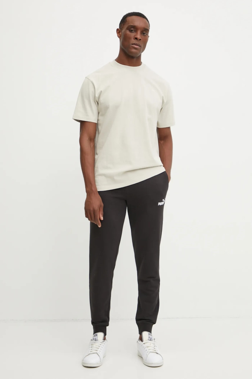 Хлопковая футболка Puma MMQ мужская цвет бежевый однотонная 624009 Хлопковая футболка Puma MMQ мужская цвет бежевый однотонная 624009