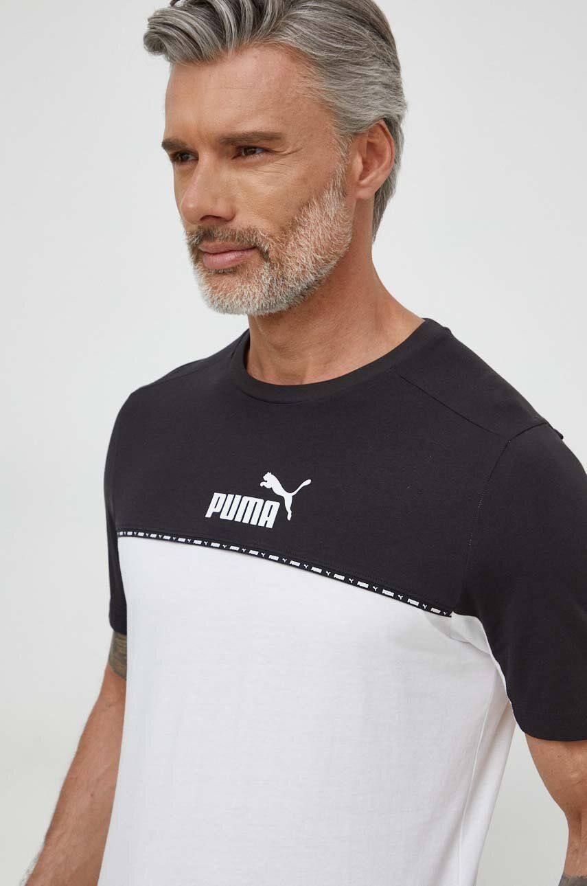 Puma tricou din bumbac barbati, culoarea alb, modelator