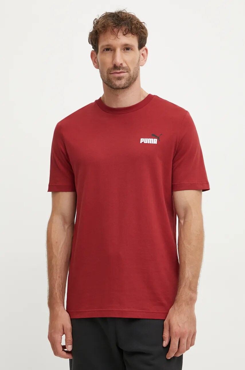 Puma tricou din bumbac barbati, culoarea rosu, melanj, 674470