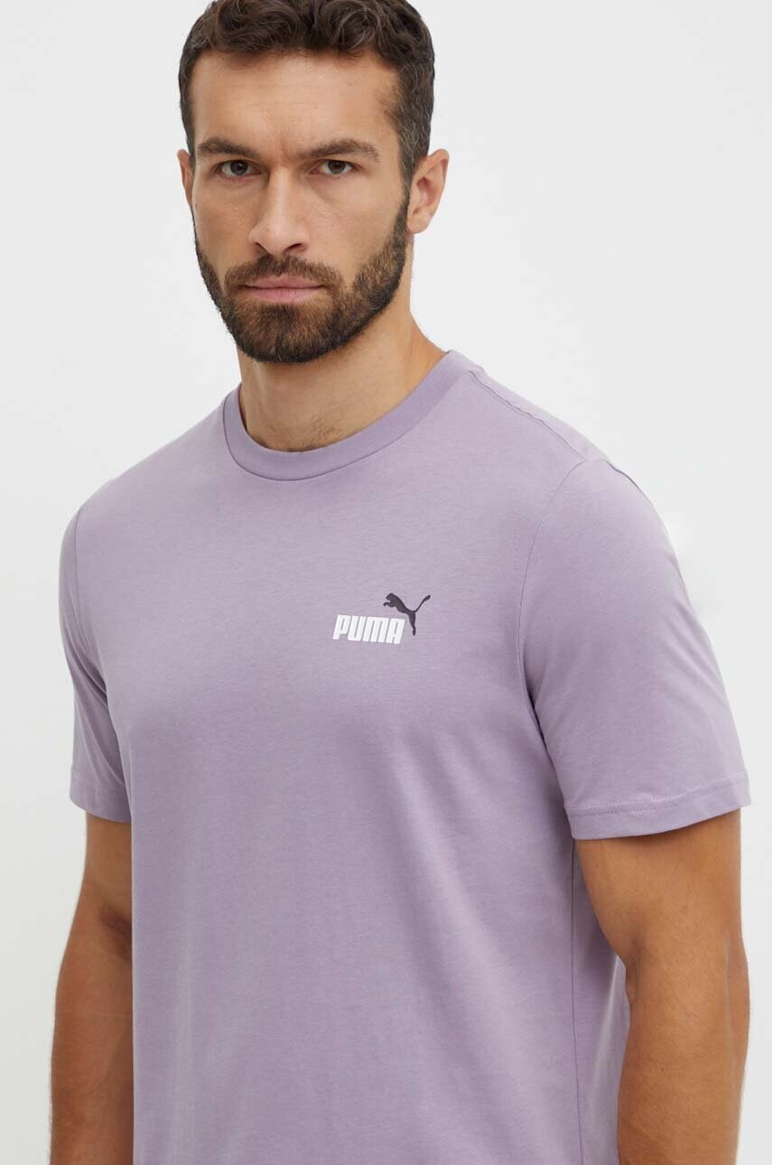 

Памучна тениска Puma в лилаво с меланжов десен, Виолетов