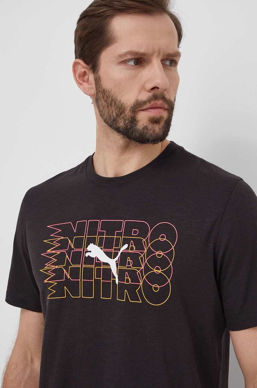 Puma tricou de alergare Graphic Nitro culoarea negru, cu imprimeu, 525107
