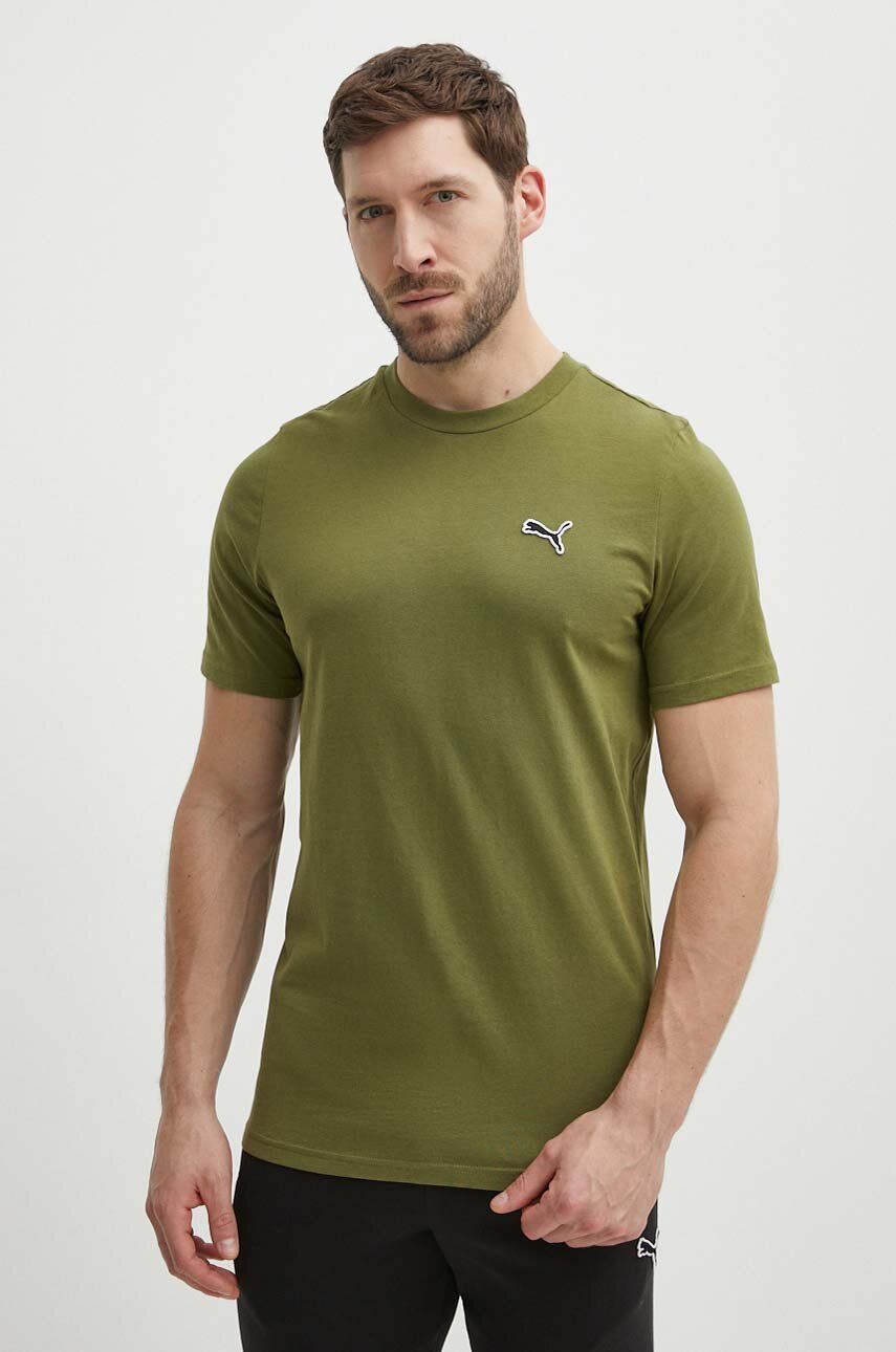 Puma tricou din bumbac BETTER ESSENTIALS barbati, culoarea verde, neted, 675977
