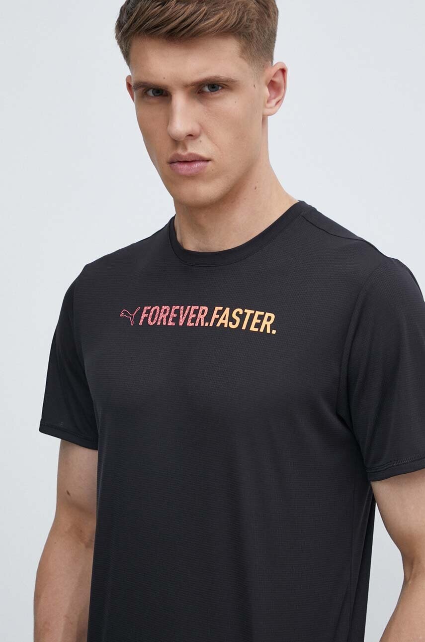 Puma tricou de alergare Run Favourite culoarea negru, cu imprimeu, 525003