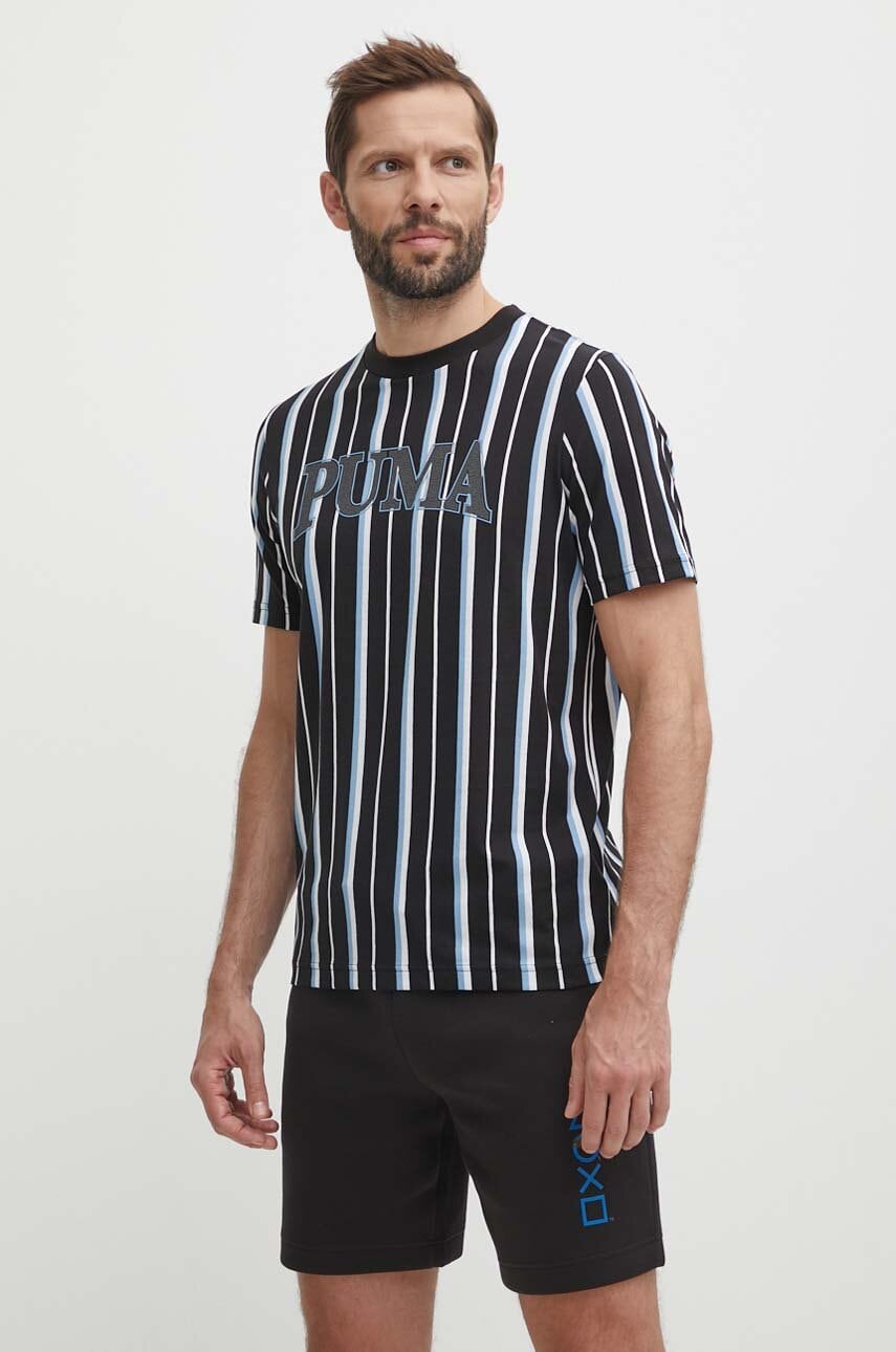 Puma tricou din bumbac SQUAD barbati, culoarea negru, modelator, 678973 Puma tricou din bumbac SQUAD barbati, culoarea negru, modelator, 678973