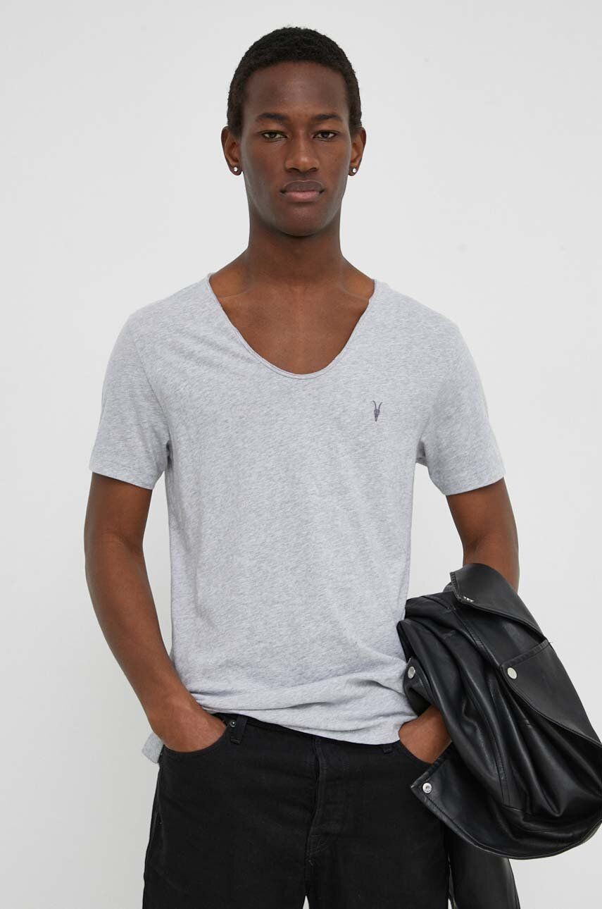 AllSaints tricou Tonic barbati, culoarea gri, neted - Shoppu